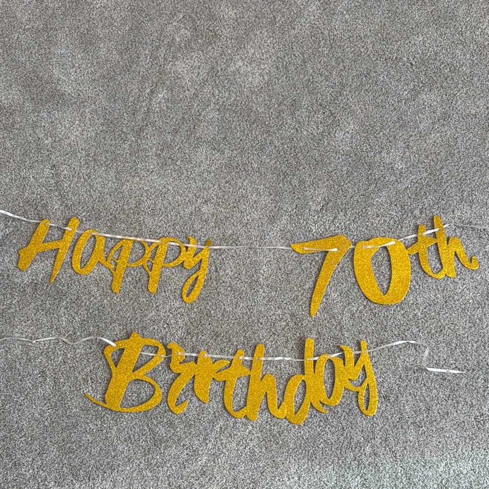 Happy 70th Birthday Gold Banner